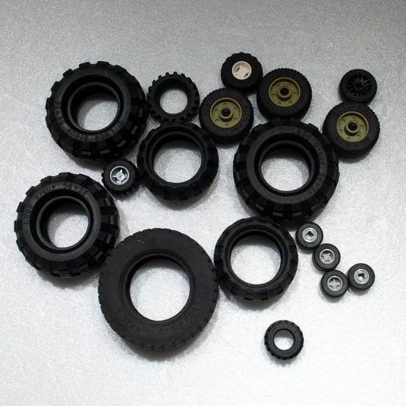 LEGO Bulk Lot of 18 Tires Pieces Bulk Wheel Specialty Parts Build X - Picture 1 of 4